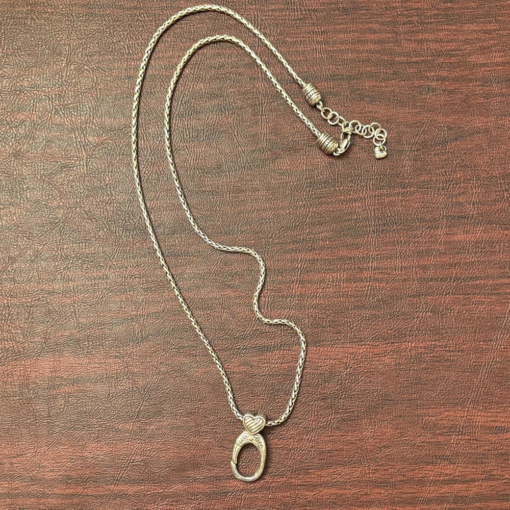 Brighton Silver Heart and Oval Badge Clip Necklace